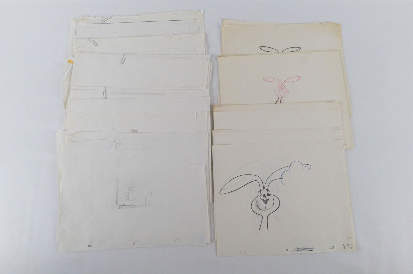 Grouping of Animation Art for TV Cereal Commercials: Grouping of Animation Art for TV Cereal Commercials by Jack Dazzo. Including Original Pencil Drawings of the Trix Bunny and Alpha Bits Cereals Sequential Scenes - Some Original Pen and Pencil Drawings