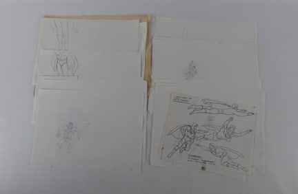 Grouping of Original Cartoon Character Pencil Drawings