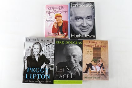 Lot of 5 Celebrity Memoirs Autographed Hardcover Books