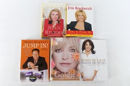 Lot of 5 Celebrity Memoirs Autographed Hardcover Books