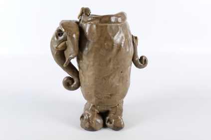 Art Pottery Elephant 3D Figural Ceramic Mug
