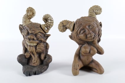 Pair of Jim Rumph Art Pottery Perfume Bottles