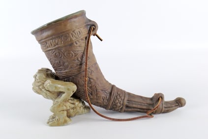 Jim Rumph Art Pottery Demon Drinking Horn