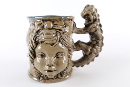 Jim Rumph "The Beauty and The Beast" Art Pottery Mug
