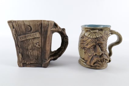 Lot of 2 Jim Rumph Art Pottery Mugs