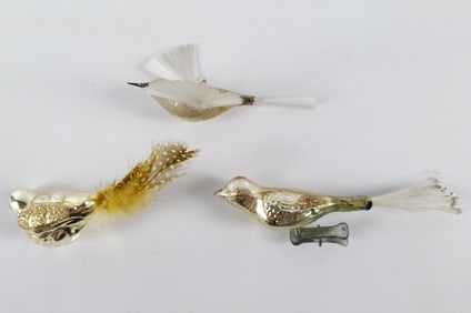 Lot of 3 Blown Glass Bird Christmas Ornaments