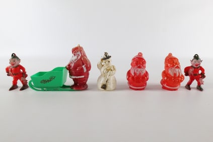 Lot of 6 Vintage 1940's and 50's Hard Plastic Ornaments