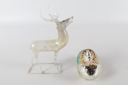Lot of 2 Vintage Blown Glass Ornaments