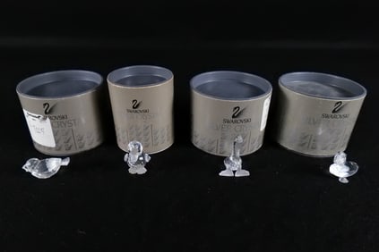 Lot of 4 Swarovski Mini Crystal Bird Figurines