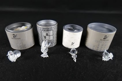 Lot of 4 Swarovski Mini Crystal Bird Figurines