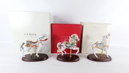 Lot of 3 Lenox Carousel Horses