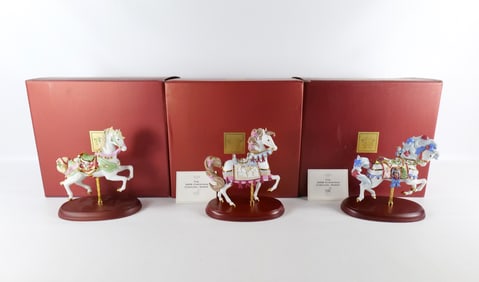 Lot of 3 Lenox Porcelain Carousel Horses