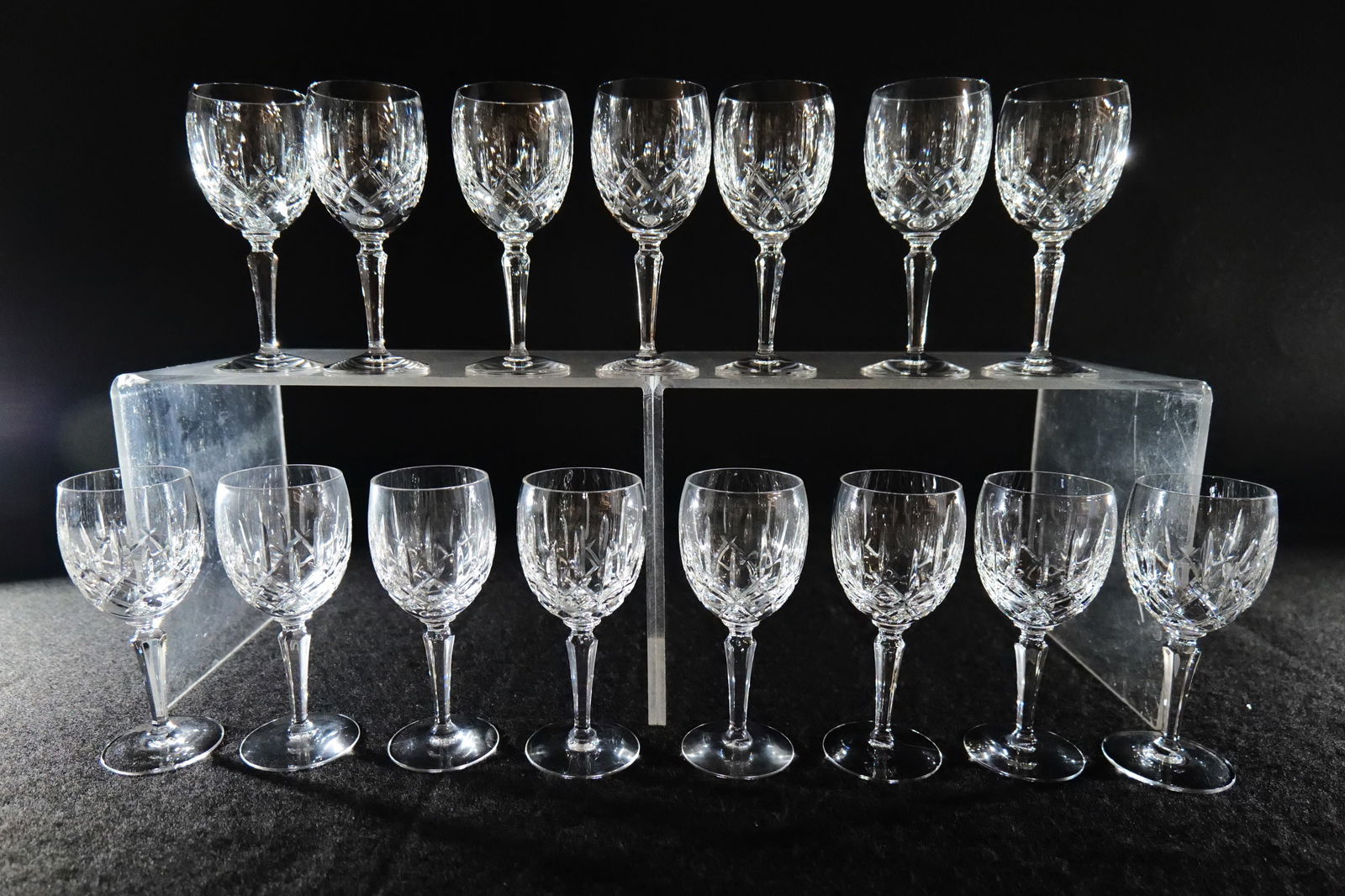 Lot of 15 Gorham Crystal Lady Anne Wine Glasses: Lot of 15 Gorham Crystal Lady Anne Wine Glasses. One glass has a chip. Measures 7" tall. All invoices must be paid within 24 hours of the sale. We offer multiple shipping options, please read the term