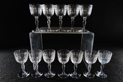 Set of 12 Baccarat Crystal Port Wine Glasses
