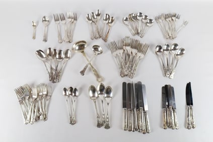 Large Lot of Marked US Navy Silverplated Flatware