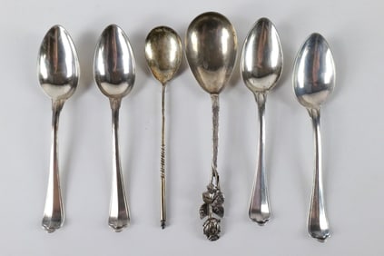 Lot of 6 European 800 Silver Spoons