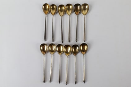 Lot of 12 Russian Silver Spoons