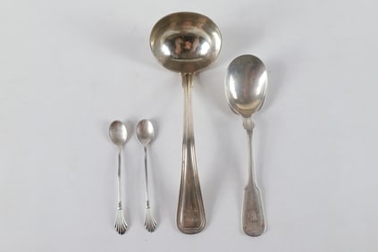 Lot of 4 Sterling Spoons and Ladle