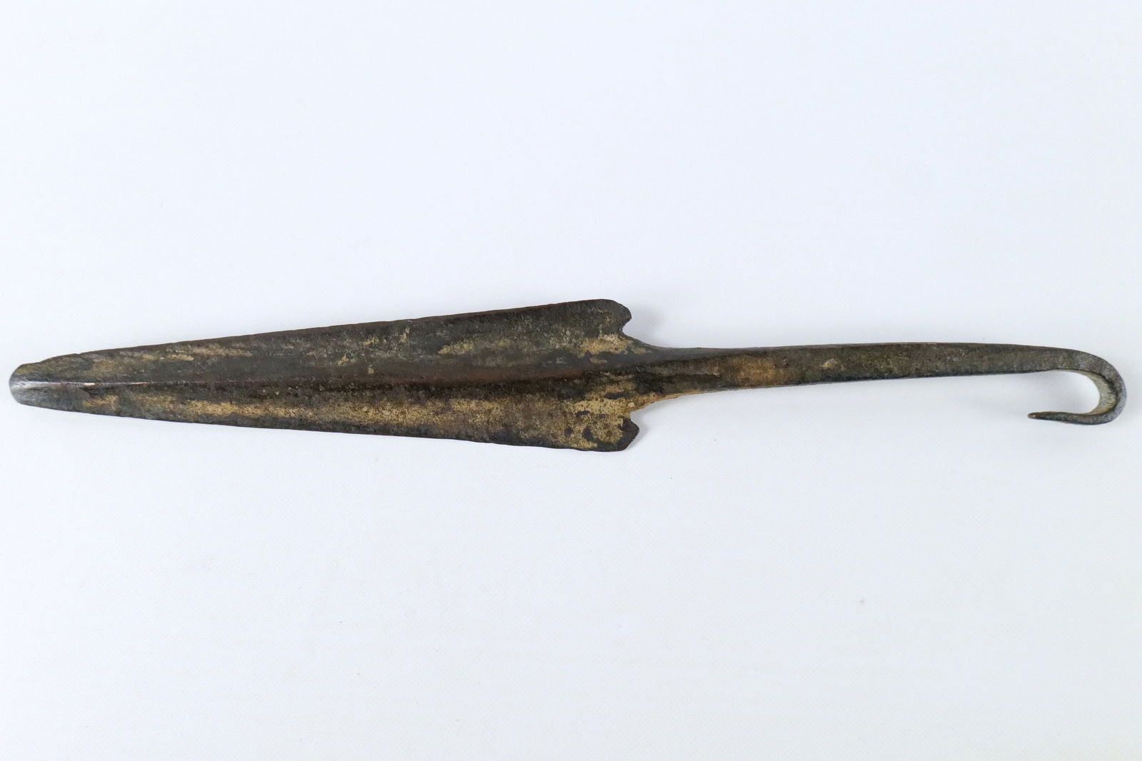 Ancient Copper Alloy/Bronze Cypriot Spearhead: Copper Alloy/Bronze Cypriot (Eastern Mediterranean Sea) Spearhead. Circa 2500-2000 BCE. Measures 11" long. All invoices must be paid within 24 hours of the sale. We offer multiple shipping options, pl