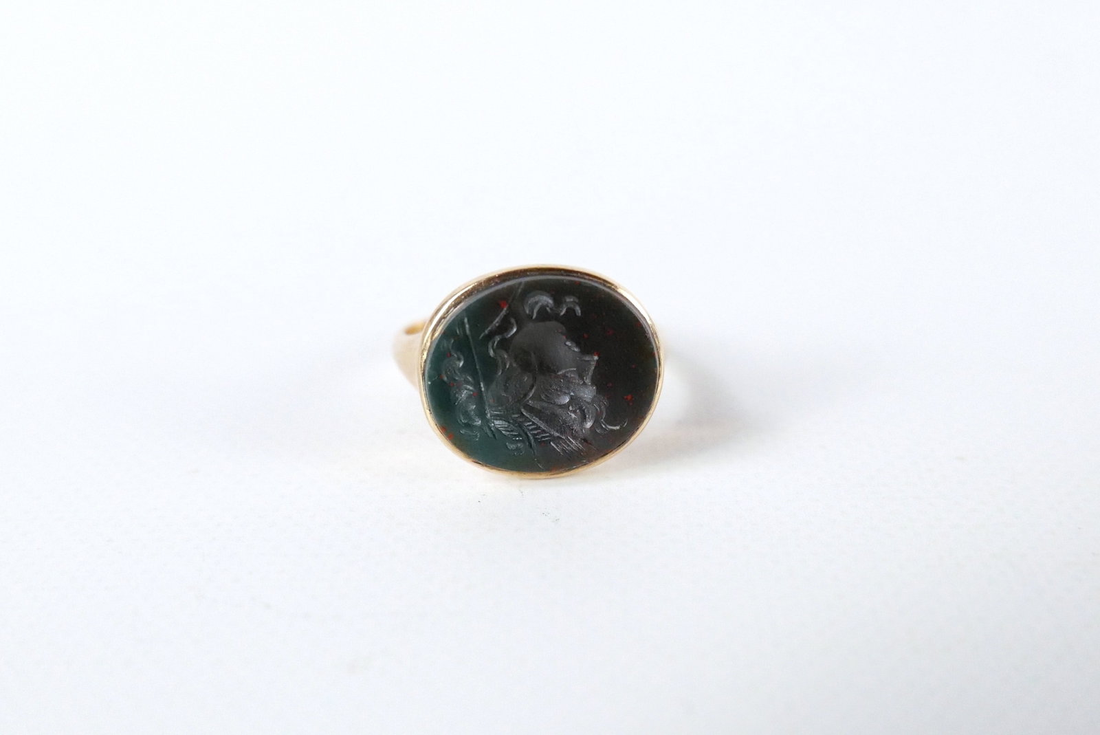 14K Gold Bloodstone Intaglio Ring (1 of 7)