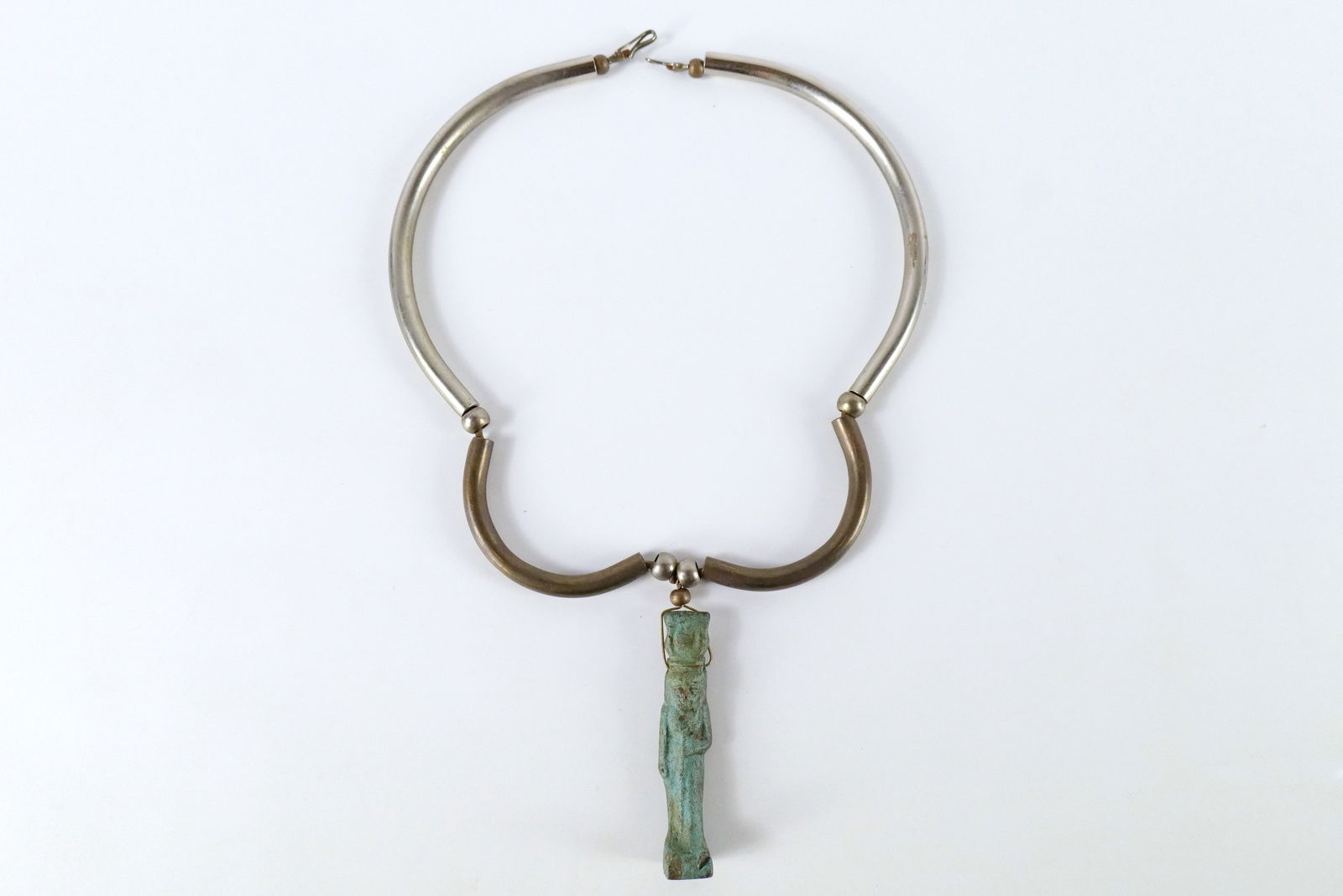 Modern 70's Necklace with Ancient Egyptian Ushabti Figure (1 of 7)