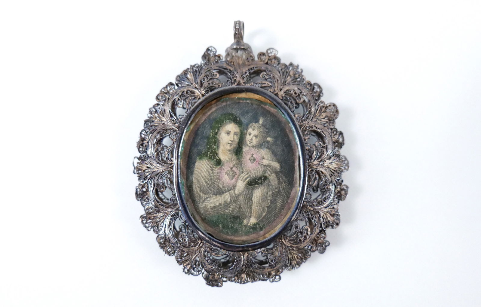 18th Century Religious Print Reliquary Pendant (1 of 8)