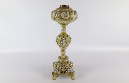 19th Century Porcelain Piano Oil Lamp