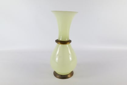 Opalescent Vaseline Glass Lamp Base