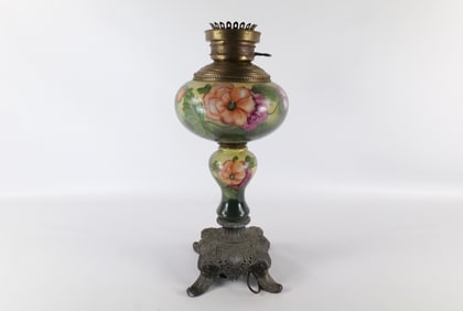 Victorian Style Hand Painted Hurricane Table Lamp Base