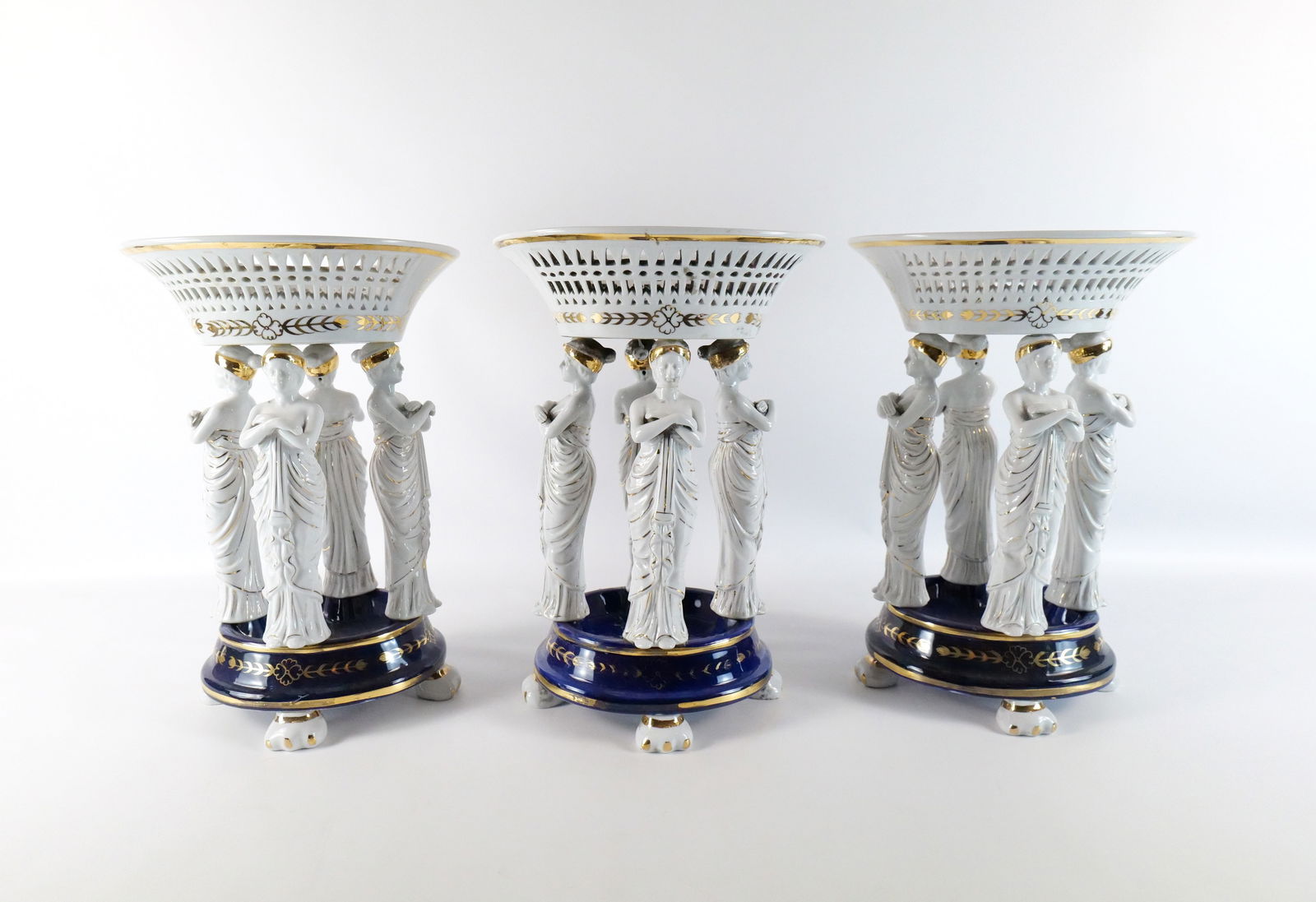 Lot of 3 Late 20th Century Figural Goddess Center Compotes (1 of 16)