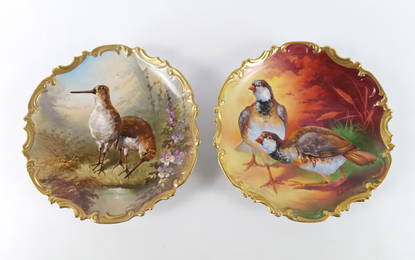 Lot of 2 Limoges 19th Century Hand Painted Oversized Portrait Plates