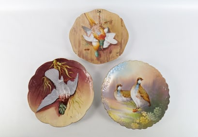 Lot of 3 Limoges 19th Century Hand Painted Portrait Plates