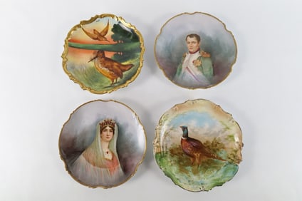 Lot of 4 Hand Painted 19th Century Portrait Plates
