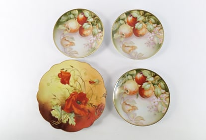 Lot of 4 Antique Hand Painted Porcelain Plates