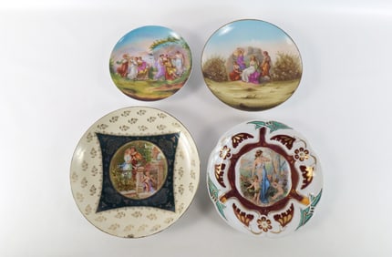 Lot of 4 Antique Porcelain Portrait Plates