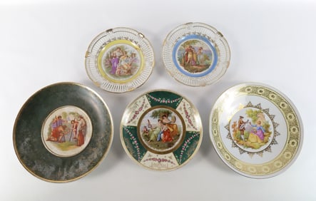 Lot of 5 Antique Porcelain Portrait Plates