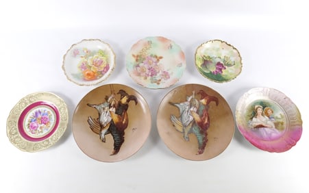 Lot of 7 Antique Pictorial Porcelain Plates