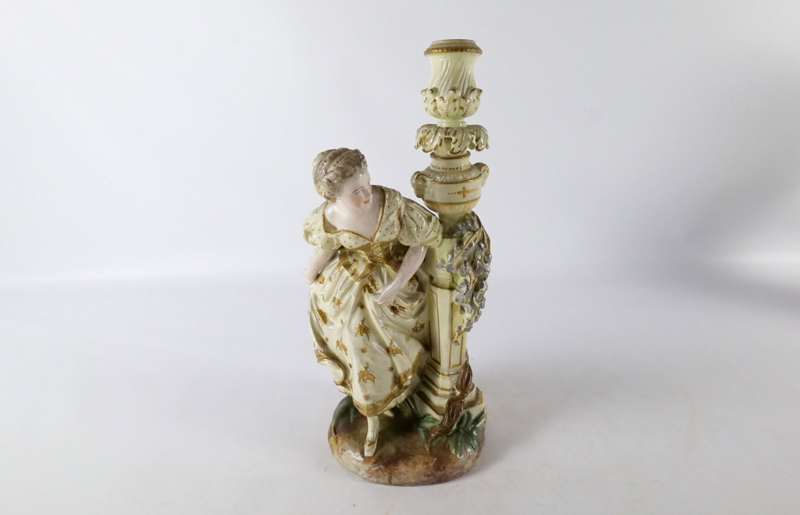 19th Century Porcelain Hand Painted Figural Single Candlestick (1 of 7)