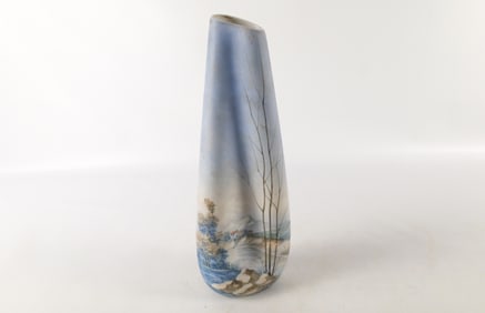 Italian Hand Painted Sculpted Tall Vase