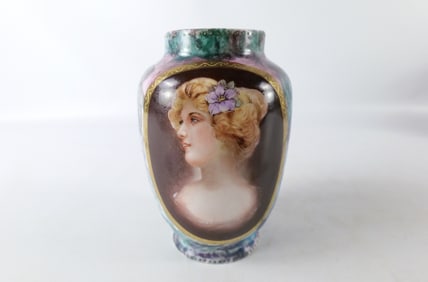 19th Century Hand Painted Portrait Vase