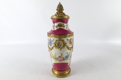 Hand Painted Covered Urn