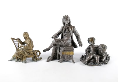 Group Lot of Bronze and Mixed Metal Figural Tops