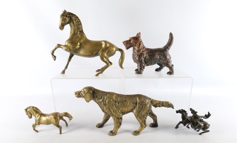 Group Lot of Mixed Metal Animal Figurines