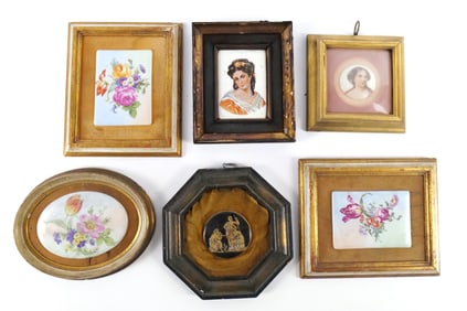 Group Lot of Framed Porcelain Plaques