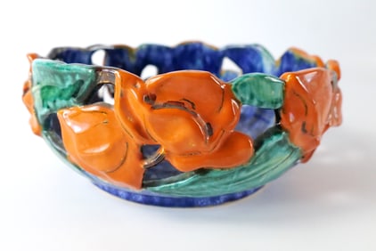 Austrian Art Pottery Majolica Center Bowl