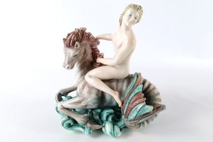 Porcelain Figurine - Woman Riding "Sea" Horse