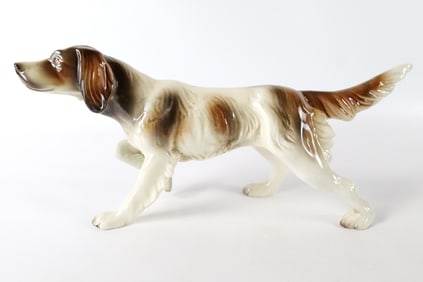 Goldscheider Oversized Porcelain Hunting Dog Figurine