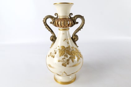19th Century Willets Belleek Porcelain Double Handled Vase