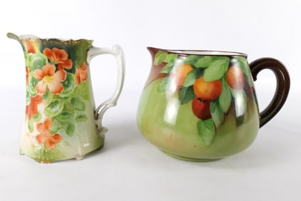 Lot of 2 Hand Painted Pitchers