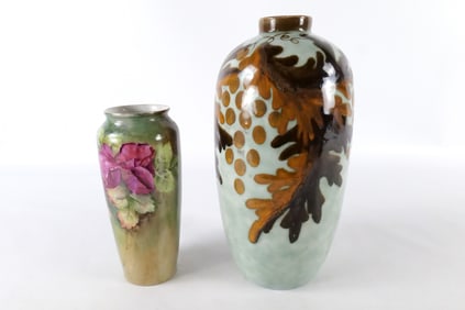 Lot of 2 Hand Painted Decorator Vases